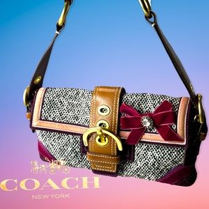Coach Soho Limited Edition Wool Tweed Blend, Velvet and Suede Baguette Bag